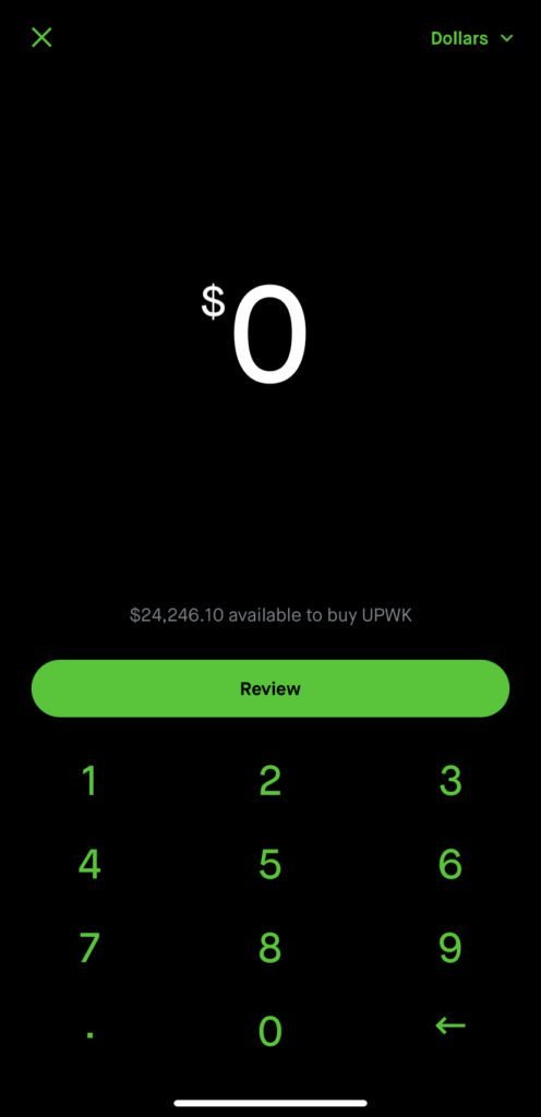 Robinhood Market Order - Buy in Dollars step 2