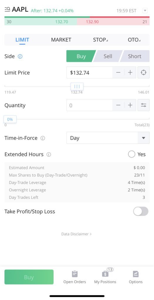 Webull's single screen order placement may seem overcrowded at first, but once you understand the fields, it is very convenient to place orders on Webull.