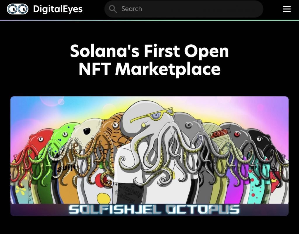 digitaleyes solana nft marketplace