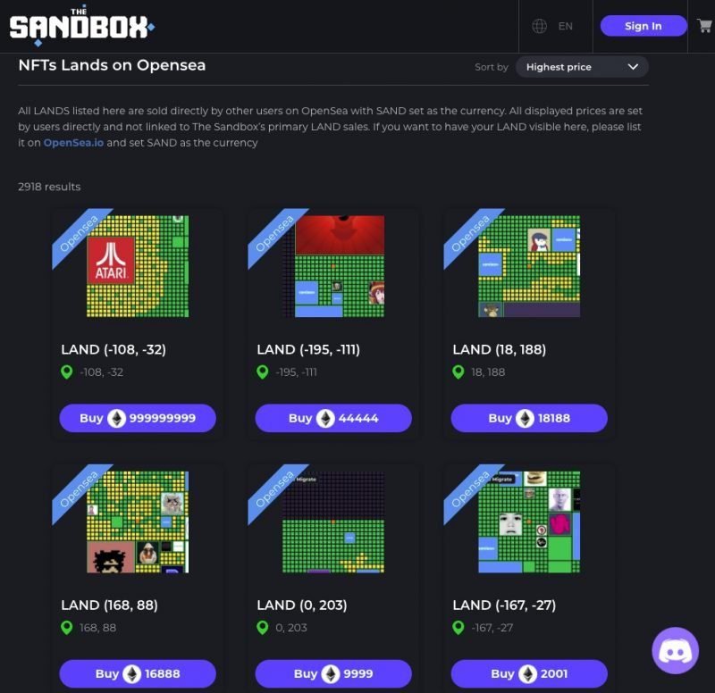 sandbox marketplace